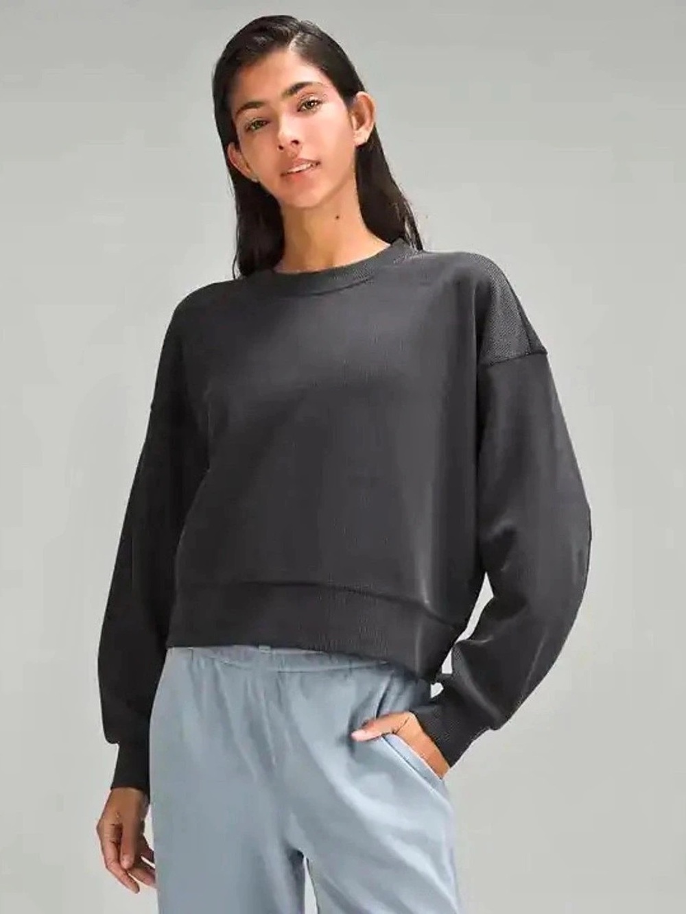 Lululemon Ribbed Softstreme Perfectly Oversized Cropped Crew Sweatshirt